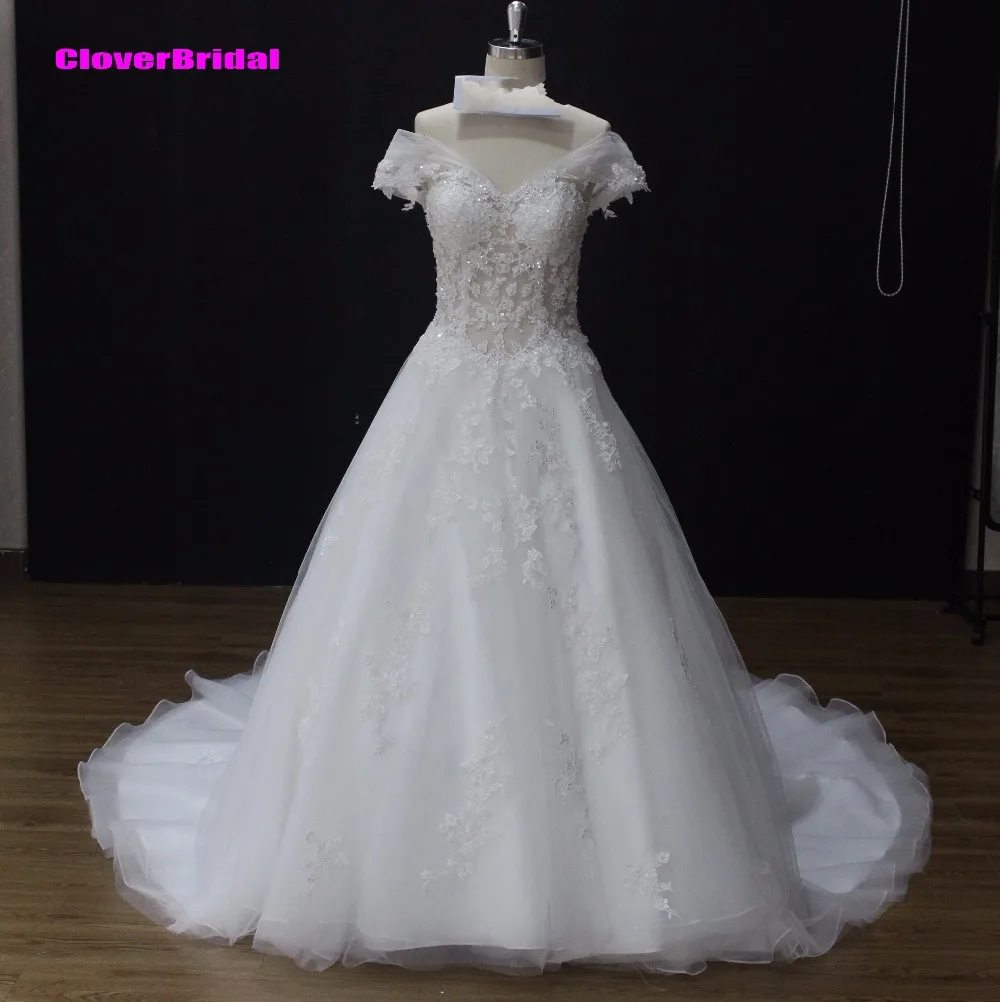 Cloverbridal высокого качества манга cortas Vestido De Noiva Renda princesa fotos реалов V шеи и спины Кружева Тюль Свадебные