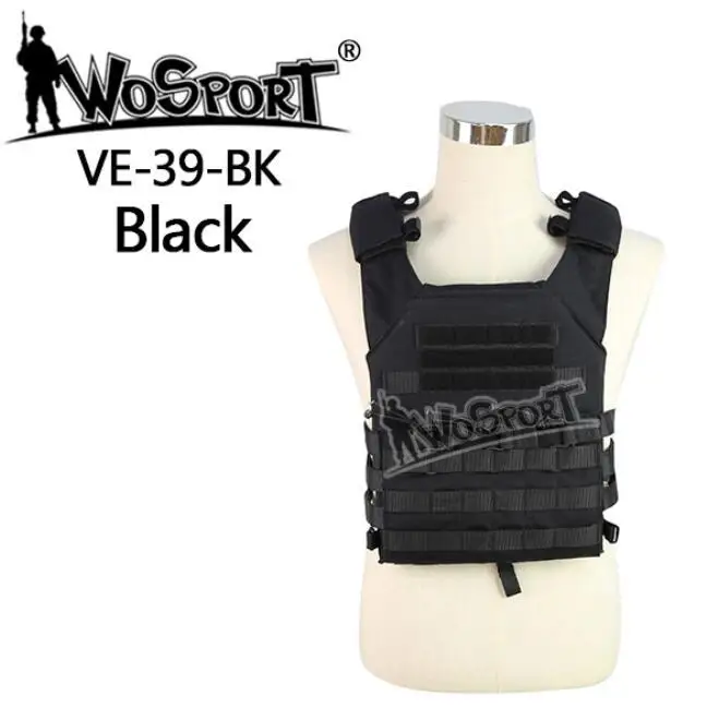 BK Wosport Tactical Vest covers Military Molle Chest Nylon combat equipment Protective vest lightweight quick release hunting vest - Цвет: BK