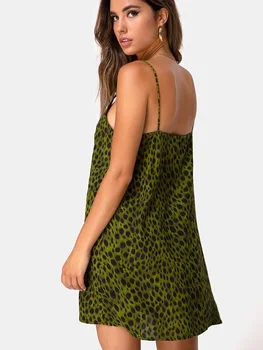 

2019 Summer Leopard Print Dress Women Sexy V-neck Straight Spaghetti Strap Sleeveless Party Dress Fashion Beach Mini Dresses