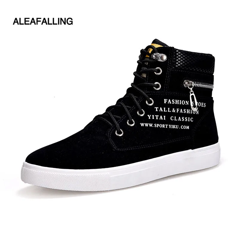 

Aleafalling High Top Lace Up Flat Men Casual Shoes Street Trend Style Boy Sneakers Outdoor Relax Male Shoes Big Size 39-47 Ca001