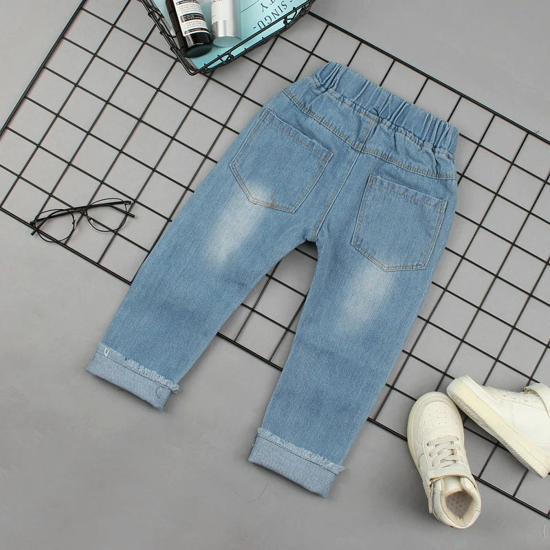 IENENS/весенние модные ковбойские брюки, светильник детские джинсы для мальчиков длинные штаны детские джинсовые штаны для маленьких девочек Джинсовая одежда подходит для От 2 до 6 лет
