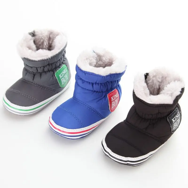  Baby Boy Snow Boots Warm Plush Winter Navy Infant Boot Toddler Shoes Soft Prewalker Shoe 0-18M