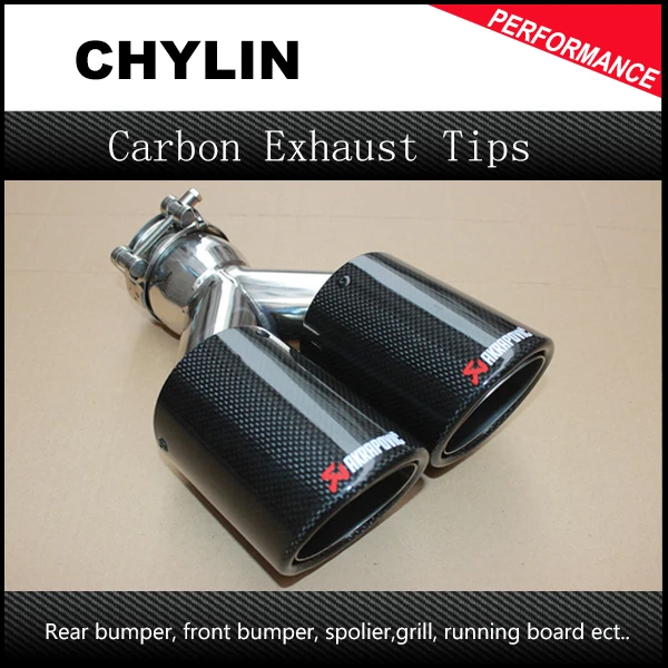 Goedkoop Gratis verzending 1 STKS Akrapovic Auto Heldere Glossy Carbon Uitlaat Eindpijpen Enkele Uitlaat Tips
