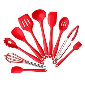 

10pcs/set Non-Stick Silicone Cooking Tool Set Spoon Spatula Ladle Egg Beaters Utensils Kitchenware Kitchen Accessories Supplies