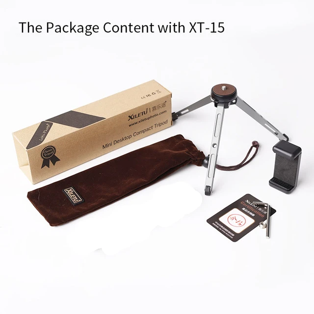 XT-15 XILETU MT26+ XT15 мини многофункциональный настольный штатив алюминиевый сплав портативный кронштейн шаровая Головка для мобильного телефона Gopro DSLR камера - Цвет: XT-15