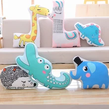 1pc Cartoon Animals Soft Plush Pillow Sofa Cushion Giraffe Elephant Alpaca Hedgehog Dinosaur Pillow Toys Kids Girls Gifts