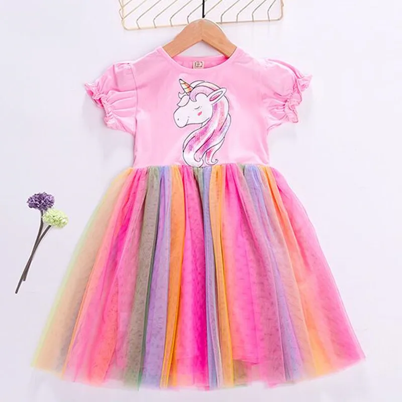 Summer Girls Unicorn Dress Children Rainbow Butterfly Princess Birthday Party Dress Kids Wedding Carnival Dresses Baby Vestidos (9)