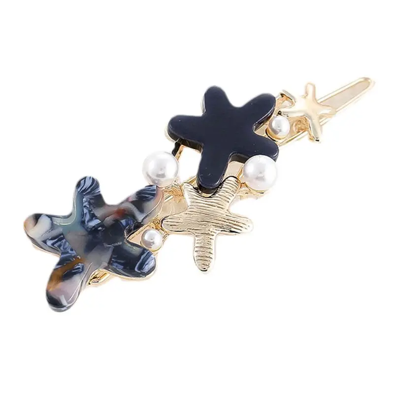 Минималистичный искусственный жемчуг лягушка Bobby Pins Морская звезда для женщин девочек сладкий контрастный цвет ацетат заколки для волос задние декоративные заколки - Цвет: F