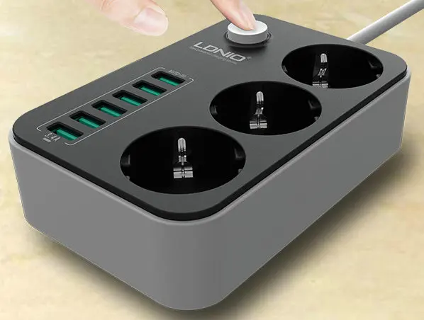 LDNIO Smart USB адаптер Мощность полосы Зарядное устройство 6 Порты и разъёмы 5V 3.4A 2.4A 3
