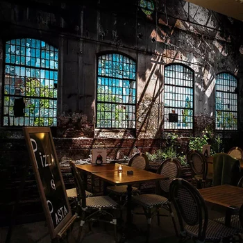 

Custom 3D Photo Wallpaper Retro Industrial Wind Dilapidated Window Large Art Wall Painting Bar Restaurant Papier Peint Mural 3D