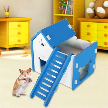 

Newest Hamster Small Pet House Wood Hamster Golden Bear Nest Open-air Villa with Ladder Toys for Squirrel Guinea Pig Chinchilla