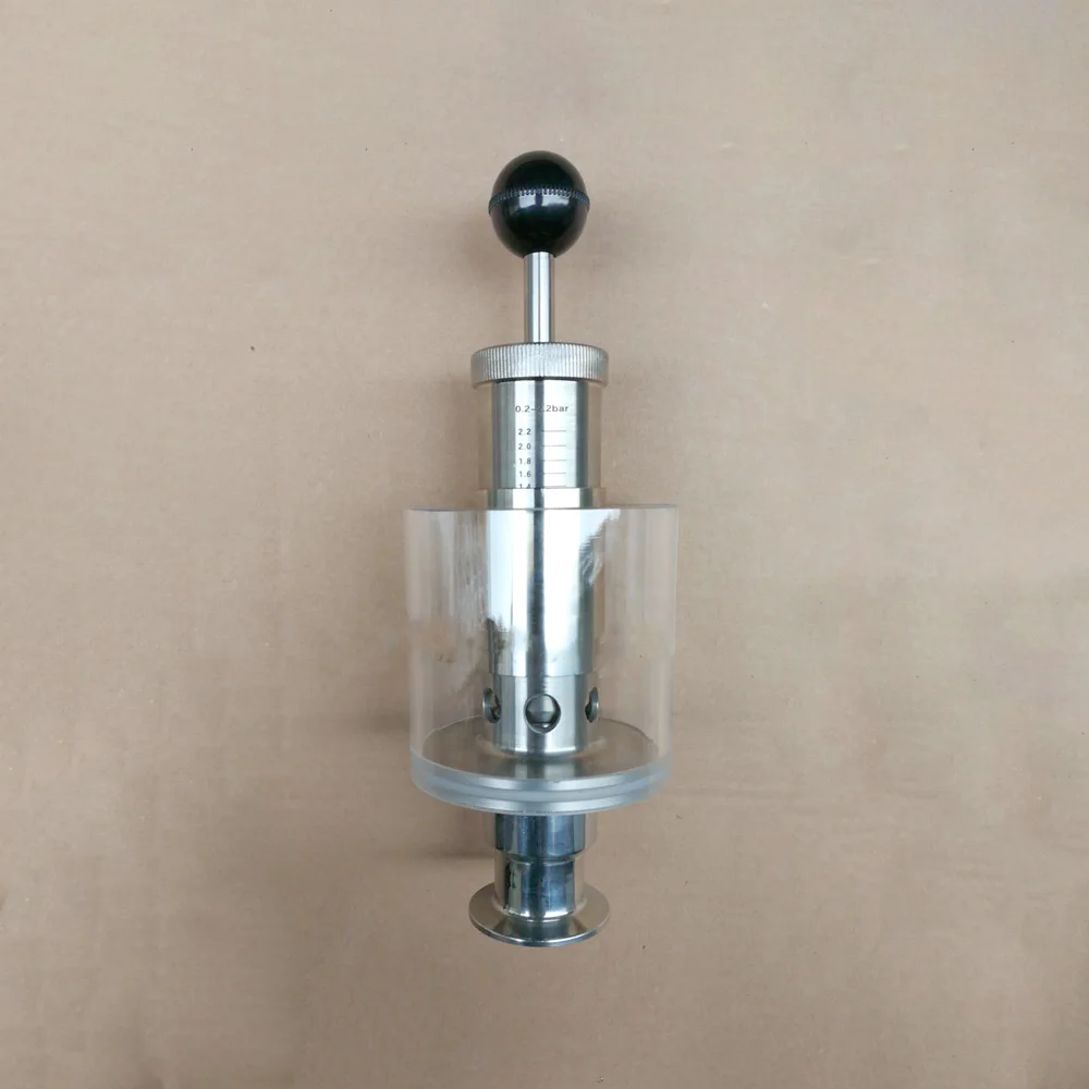 

1.5" Tri Clamp 0.2-2.2 Bar Adjustable Pressure Relief Direct Safety Valve Sanitary SUS304 Stainless Steel Beer Brew