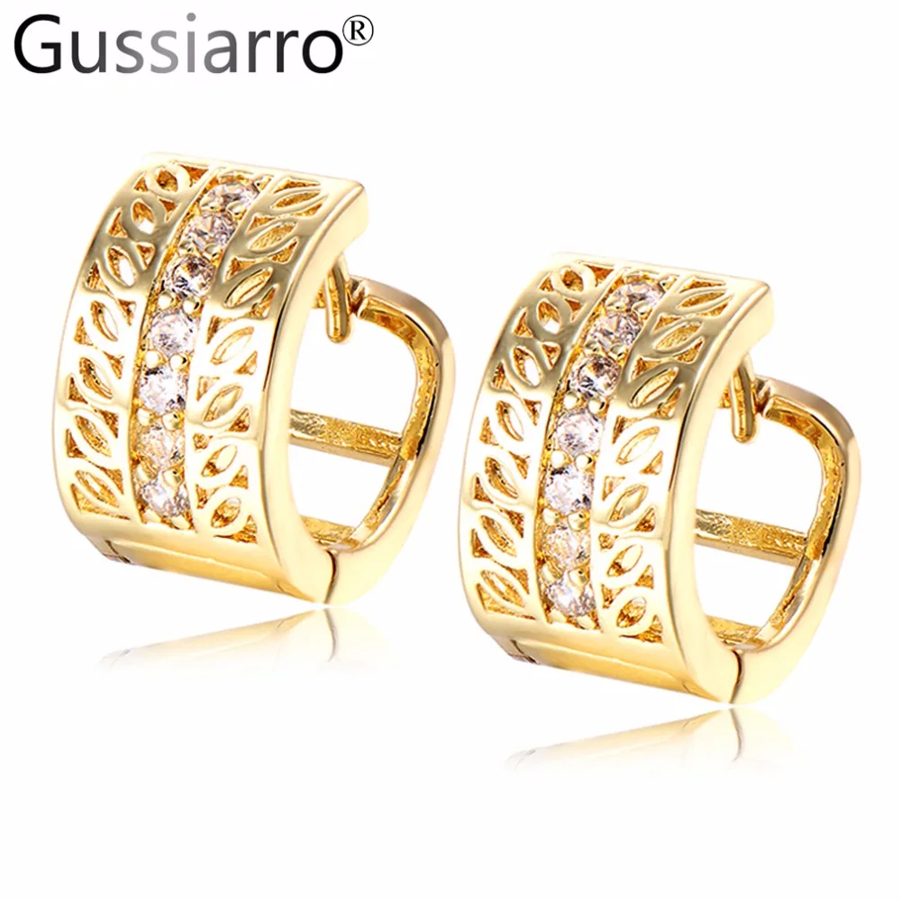 

Gussiarro Fashion Jewellery Huggie Hollow Earing for Women White AAA Crystal Hoop Earings Design Wedding Earring Brinco Bijoux