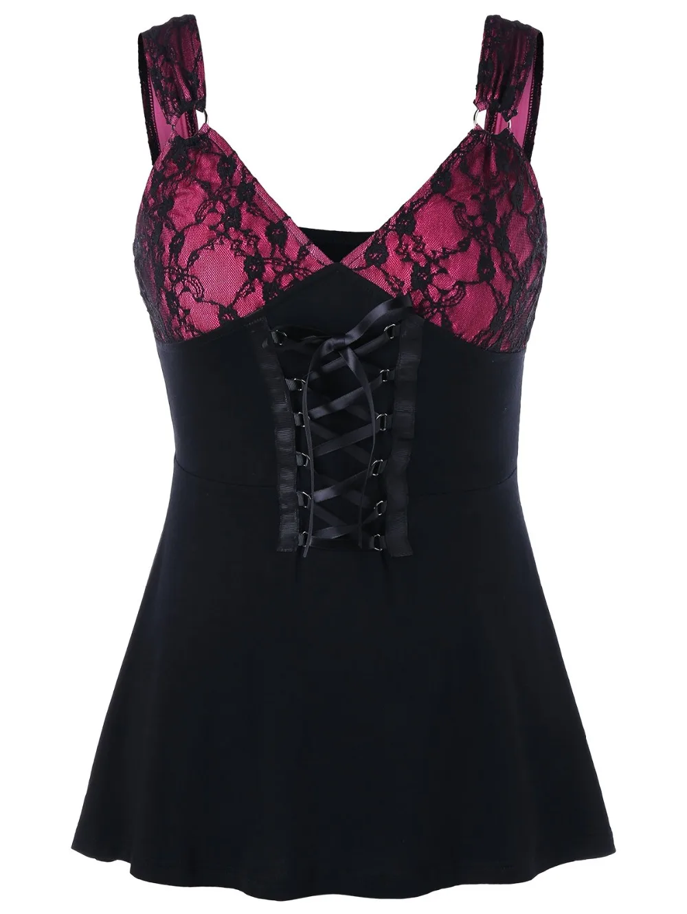 Women Cotton Lace Up Baby Doll Tank Top Summer Female Casual V neck Top