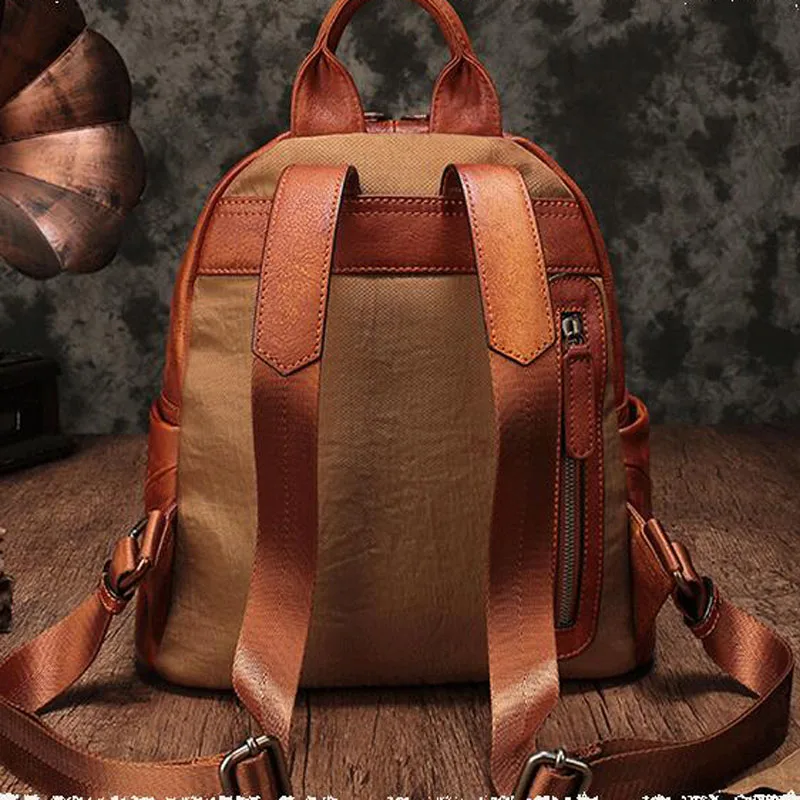1 Aetoo Retro Weibliche Hand Rucksack Leder Neue Wilden Freizeit bonbonfarbenen Umhängetasche Weiblichen Reisetasche wxB7gAnx