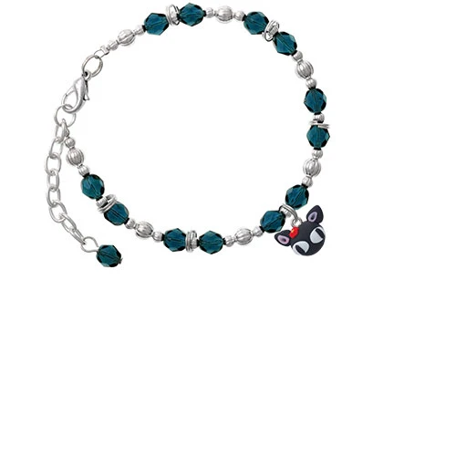 Fimo Clay Cute Kitty Navy Blue Beaded Bracelet