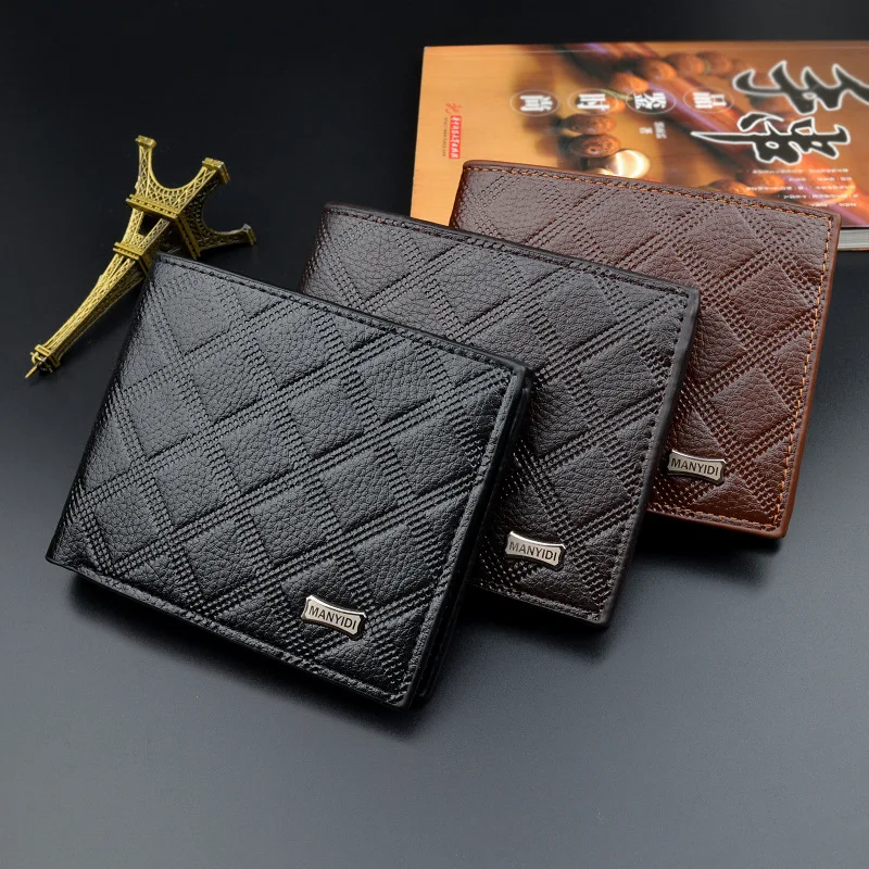 

Boys wallet thin Men's Wallet Short Credit Card Holder erkek el cuzdan Zipper Wallets For Male Three folding Pocket Coin Purse