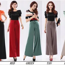Высокое качество плюс размер женские широкие брюки женские Высокая талия плюс размер брюки-клеш 27-34