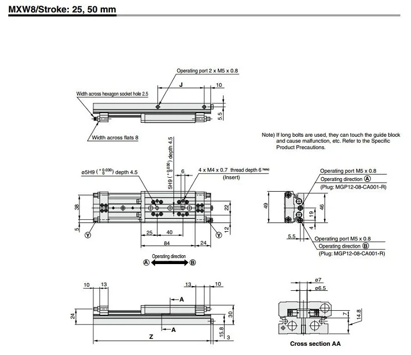 MXW 16-125 слайд цилиндра воздуха Презентация Таблица серии MXW цилиндр пневматический цилиндр высокое качество