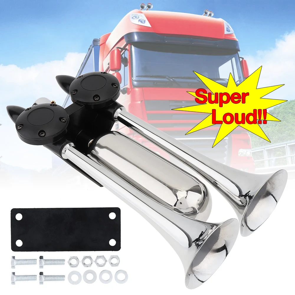 

12~24 V 100~115 DB Super Strong Noisy Air Compressor Dual Trumpet Air Horn for Car Truck Boat Train Vehicle