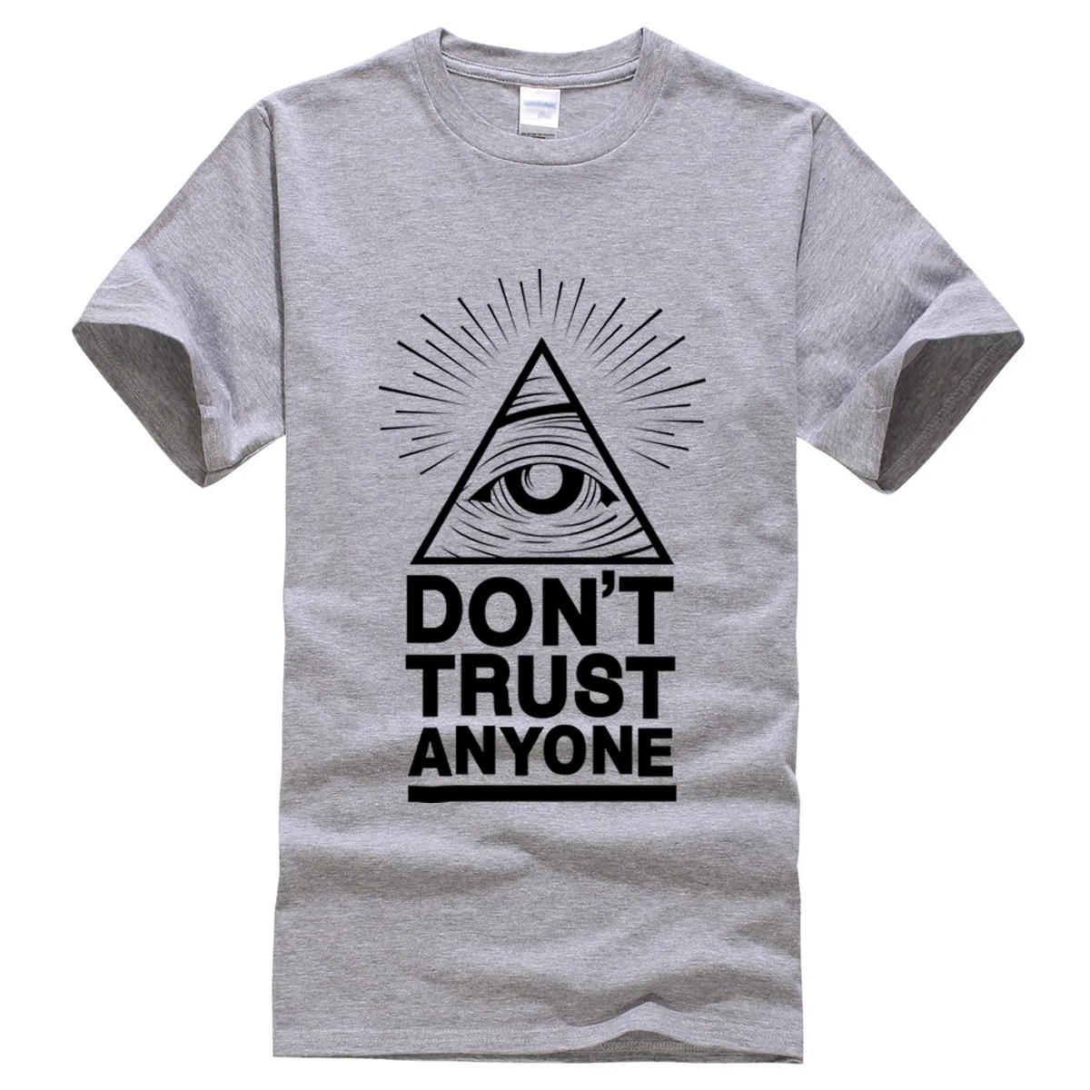 Лето, новинка, мужские футболки, Dont Trust Anyone Illuminati All Seeing Eye, футболка с буквенным принтом, Мужская футболка, повседневные топы, футболки - Цвет: gray1