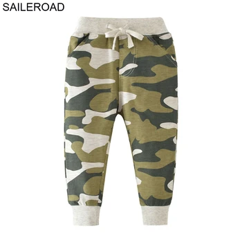 

SAILEROAD 2-7Years Children Kids Casual Sweatpants Cotton Army green Camouflage Color Baby Boys Full Length Harem Pants