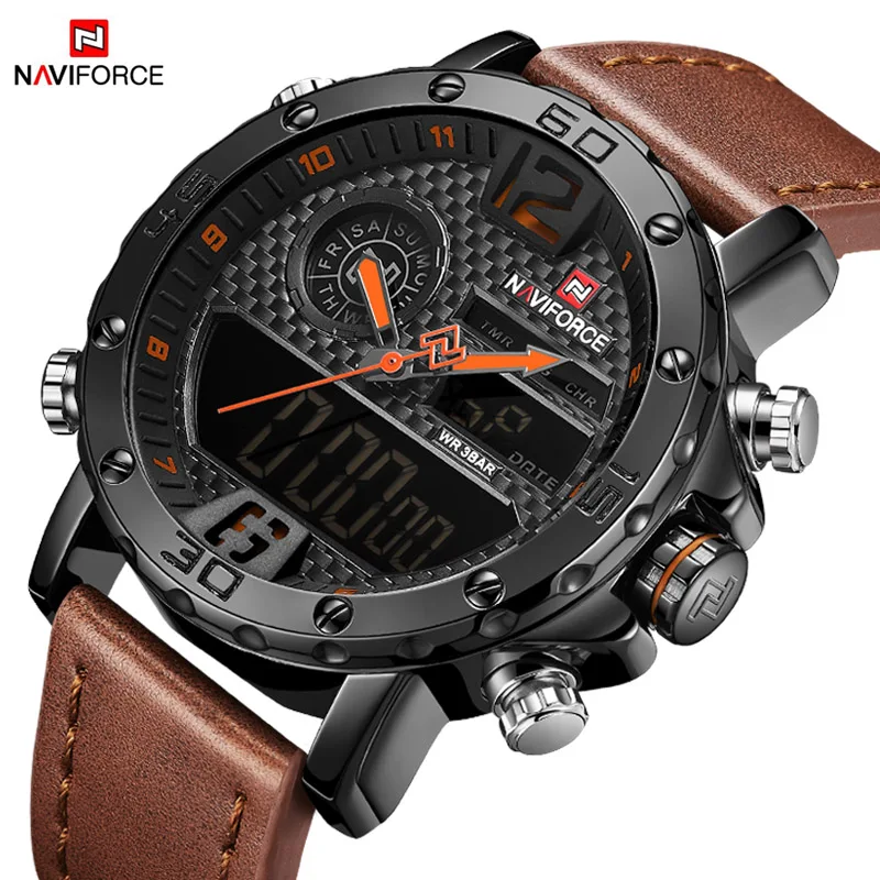 

NAVIFORCE Watches Men Watch Digital Waterproof Analog Luxury Watch Man Leather Mens Watches Top Brand Luxury Relogio Masculino