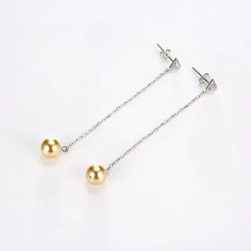 Женские серьги подвески с кристаллами Swarovski LEKANI из жемчуга и треугольника 925