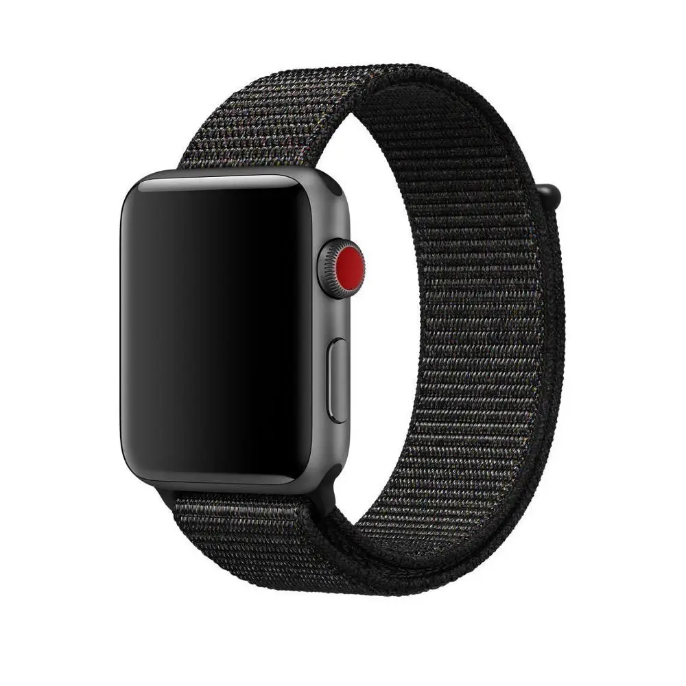 Флэш-память спортивные петли для наручных часов Apple Watch, версии 40/44 мм 42/38 мм 5/4/3/2/1 нейлоновый ремешок для наручных часов браслет ремешок на застежке-липучке застежка - Цвет ремешка: Black