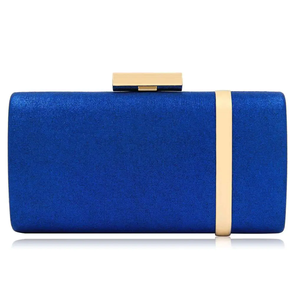 Milisente, Женская одноцветная Сумочка, золотая металлическая застёжка, женская вечерняя сумочка, простой элегантный дизайн, женский клатч, сумки на плечо, Свадебный Кошелек - Цвет: Blue