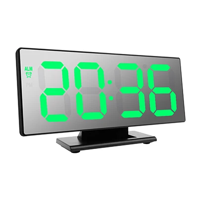 Большой светодиодный дисплей, настольные будильники, электронные часы Despertador, настольные часы с температурным дисплеем, многофункциональные ночные повторы - Цвет: Black shell  green