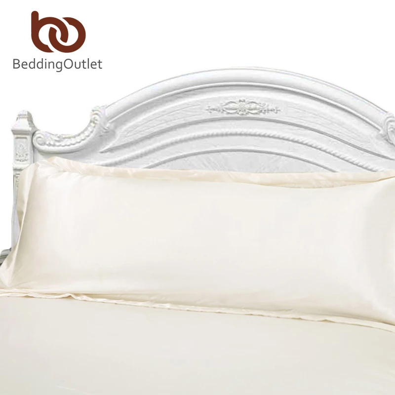 Direct Selling Long Pillowcase White Solid Pillow Case Cover Silk Satin Fabric Home Textile 1pc