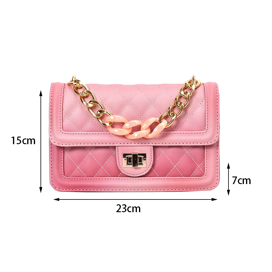 Designer Chain Messenger Bag Acrylic Chain Women Handbag Pu Leather Rhombic Small Flap Bag Luxury Dinner Clutch Purse Lady Bags