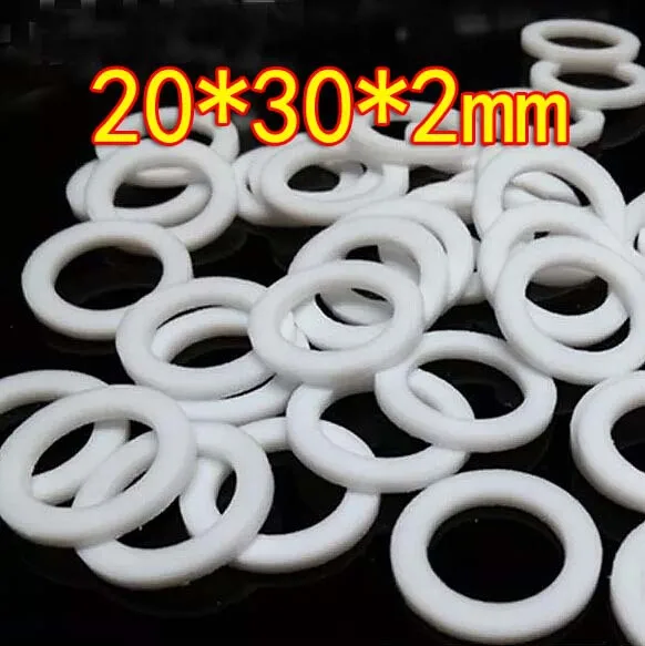 

100Pieces 20x30x2mmPTFE Teflon Washers Flange Gasket Ring (inner D:20mm, Out D:30mm)