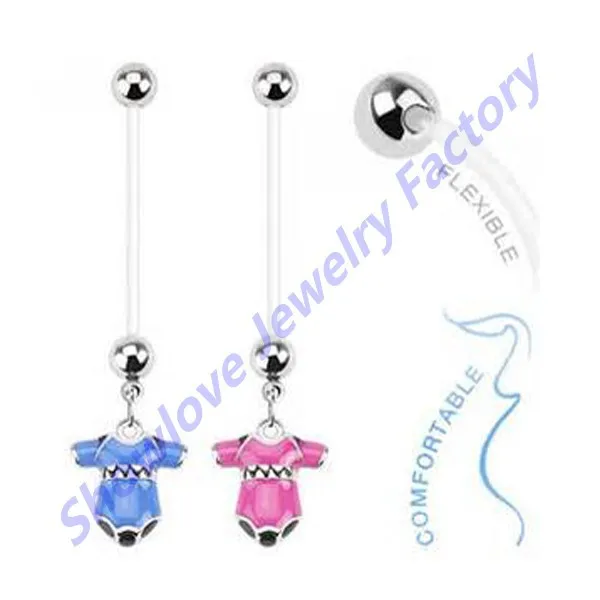 Showlove 1pcs PTFE Flexible CZ Crystal Pregnant Maternity Navel Belly