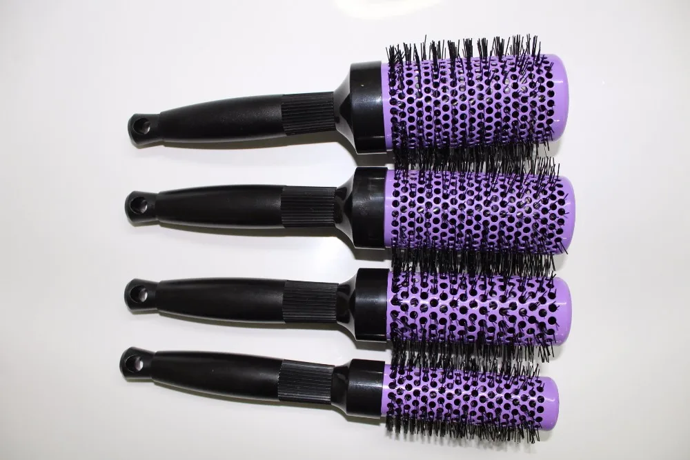 Conjunto de Escova de Cabelo Escova de Cabelo Peças com Tambor Resistente ao Calor da Escova de Ondulação do Cabelo com Ventilador Redonda do Lote de 4 Iônico Revestido Cerâmico Uso 5 peças com tambor revestido cerâmico, uso resistente