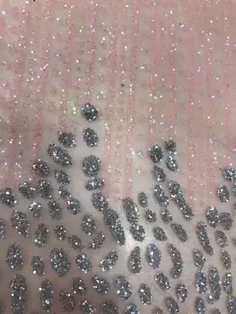 

5yard/lot african glitter lace fabric Cyndi-2.2519 embroidered tulle lace with glued glitter for party dress