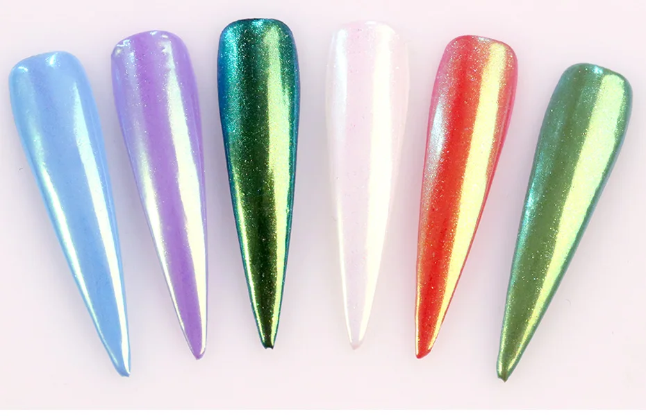 Blueness 0.2g/Box Colorful Nails Art Neon Glitter Mirror Powder Chrome Pigment Manicure UV Gel Nail Art Decorations Powder Dust