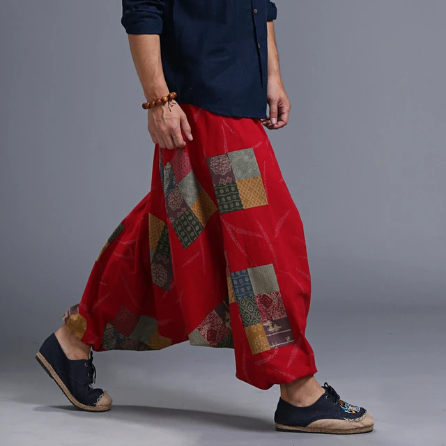 Nepal Style Pants Men Long Trousers Cotton Crotch Pants For Male Cross
