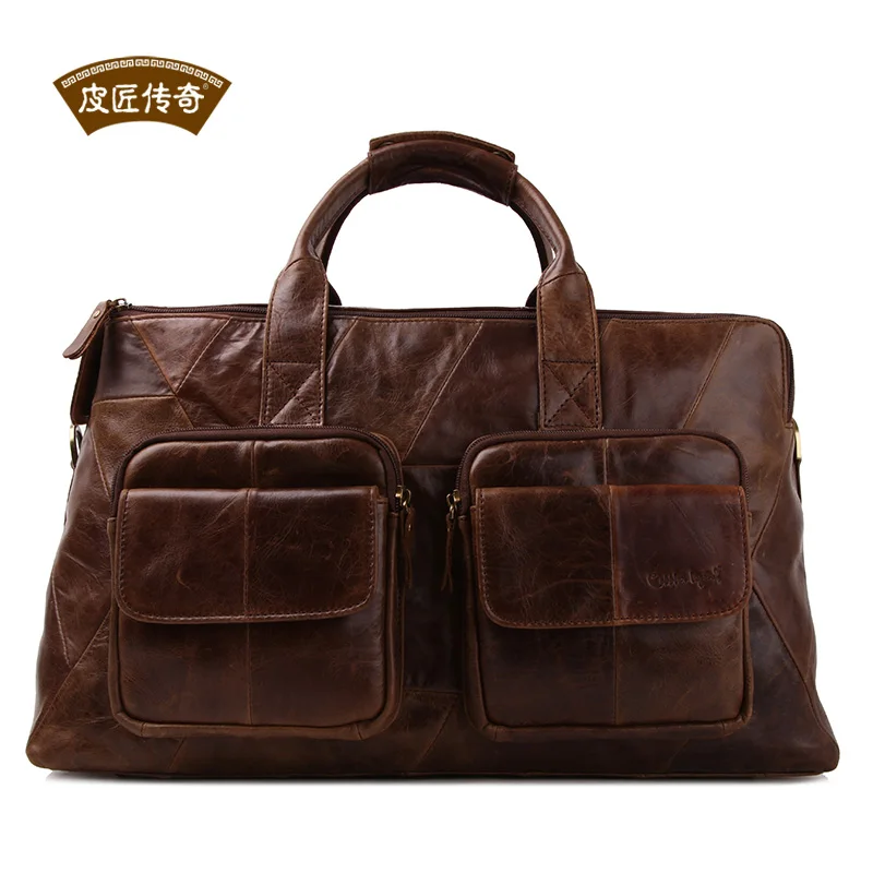 

Free shipping man casual genuine leather handbag messenger bag large men travel bags suitcase weekend bag new items TB127