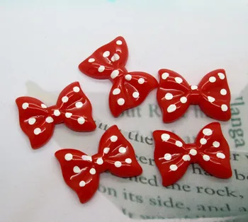 

20Pcs Resin Red Bowknot Dot Crafts Flatback Cabochon Scrapbooking Decorations Fit Hair Clips Embellishments Beads Diy