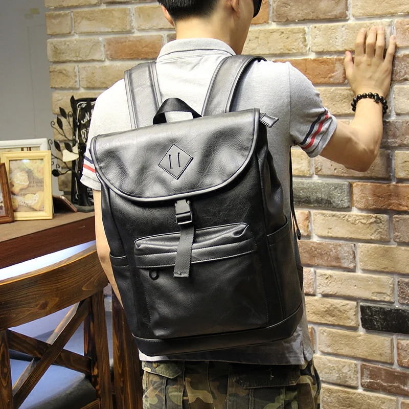 

Xiao.p Brand Preppy Style PU Leather School Backpack Bag For College Simple Design Men Casual Daypacks mochila male New