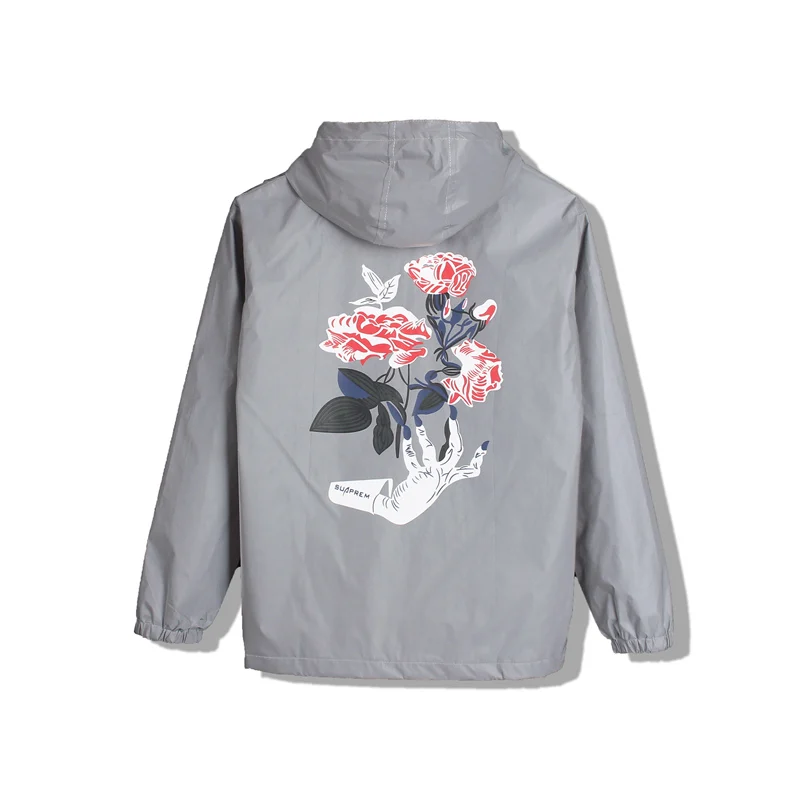 3M Reflective Jacket Men Women Spring Autumn Hand Flowers Windbreaker Japanese Streetwear Hip Hop Casual Harajuku Jacket Jaqueta