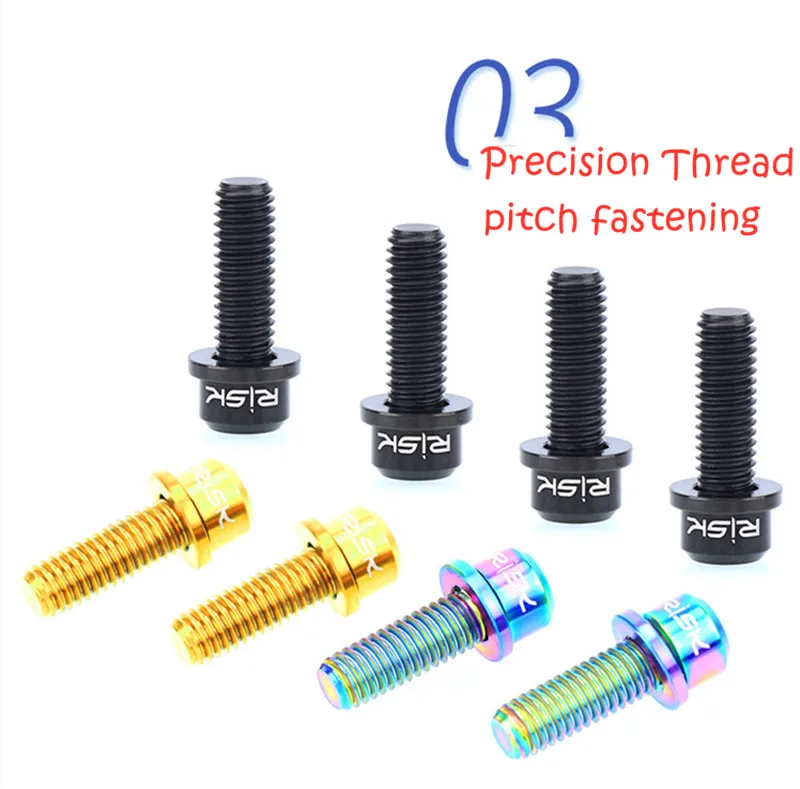4pcs M6x20mm Titanium Ti Golden Bolt For Disc Brake Rotor 12pcs M5x10mm