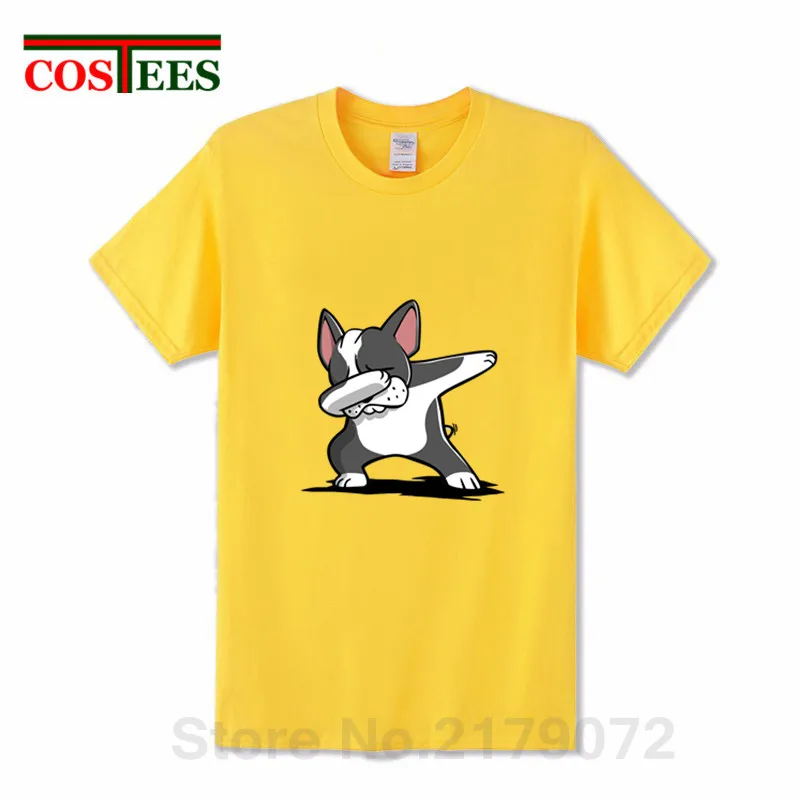 2019 Vestido Camiseta забавные вытирая Бостон-Терьер Собаки Футболка Для мужчин комиксов собака Dab Для мужчин футболка для любителей собак Футболка