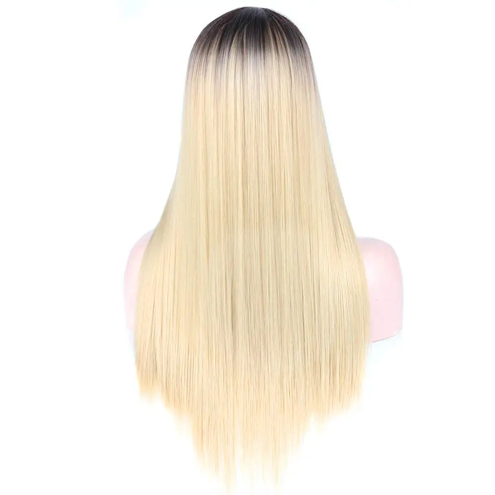 AOSI длинные 2" Синтетические прямые Омбре блонд средняя часть парики натуральные волосы Косплей на каждый день для белых черных женщин парик
