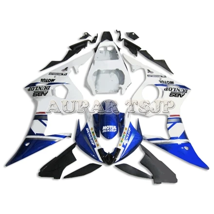 Белый синий Cowlings для Yamaha YZF-600 2003 2004 2005 панели мотоцикл тело работа R6 03 04 05 обтекатели ABS пластик впрыска - Цвет: As Picture shown