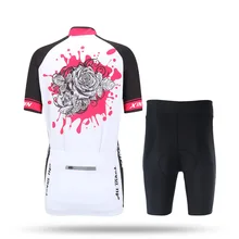 Для женщин Велонаборы Pro Майки спортивные и короткий набор велосипед Велосипедный Спорт Костюмы белая роза