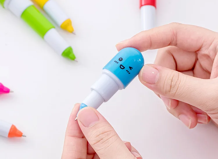 Escolar para o Escrita Material de Jardim de Infância Caneta Esferográfica Lote Pílulas Expressão Fofas Mini Canetas Telescópicas Kawaii Material 50 Pçs - 11 Caneta esferográfica 50 pçs lote, pílulas expressão