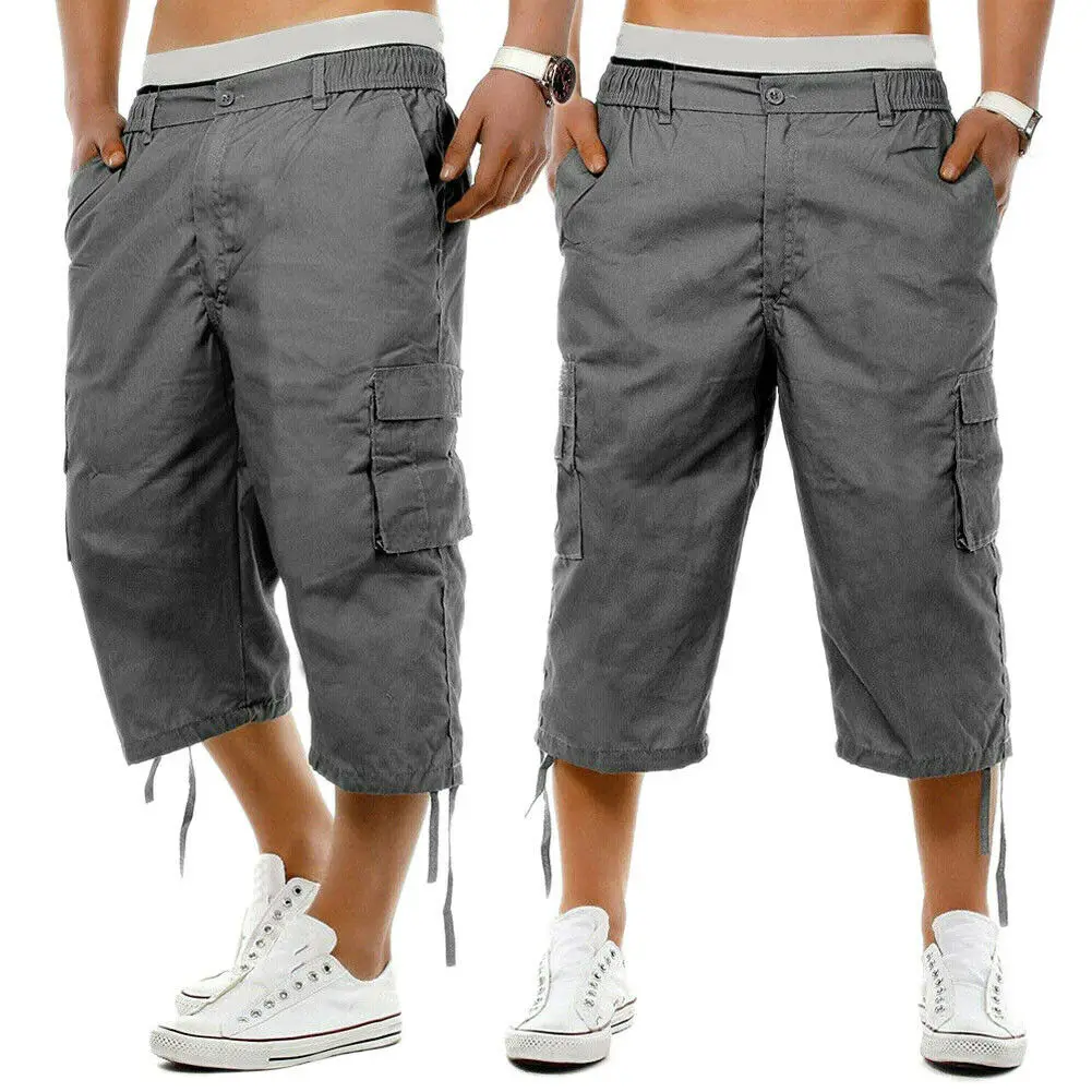2019 Men Cargo Pant Casual Men Multi-Pocket Overall Male Combat Cotton 3/4 Sport Pants Casual joggers pants